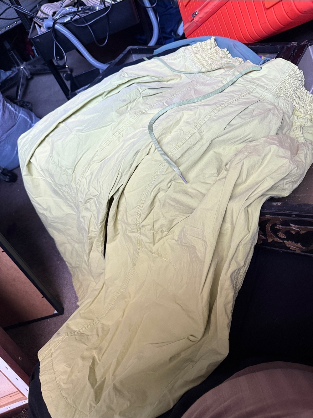 Light Green Drawstring Wide-Leg Pants Y2K Style